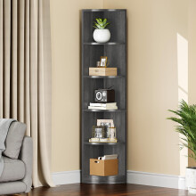 YITAHOME 5-Tier Corner Shelf, Modern Free Standing Corner Bookshelf, 30x30x180cm, 5 Shelf Display Corner Bookcase and Bookshelves,Wooden Open Storage