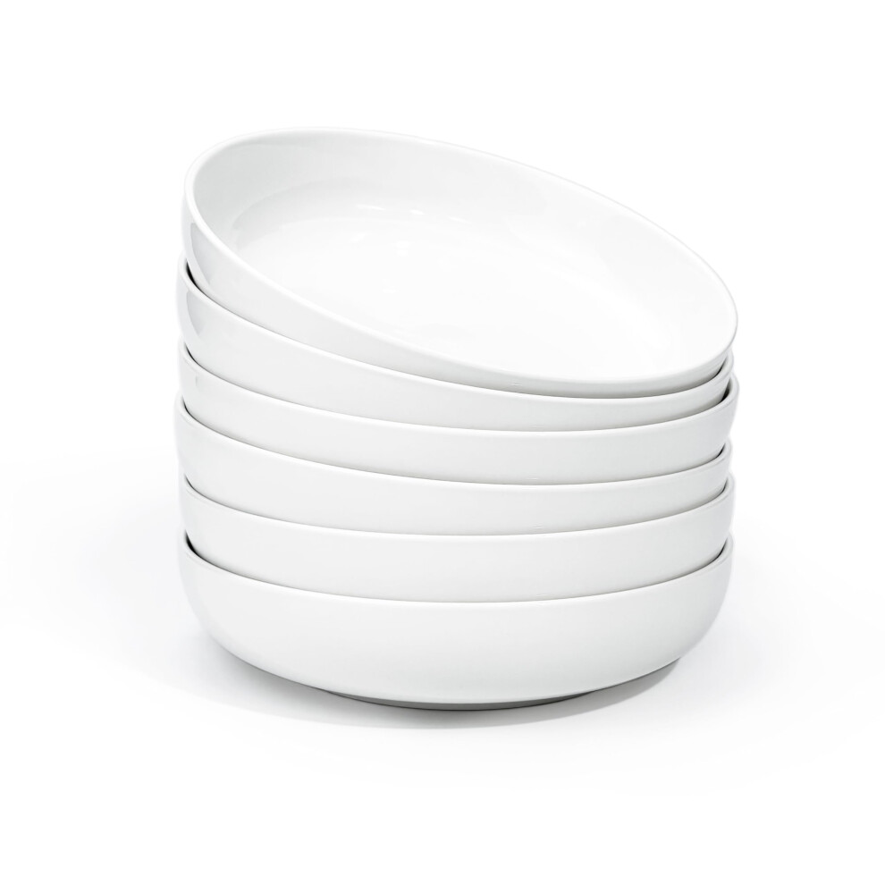 Jassceram 8.5 Inch Pasta Bowls Set of 6, 36 Oz Porcelain Salad Serving Bowls, Large Wide Pasta Plates for Kitchen, Round Dinnerware Dishes --image-OPC-PGN8TB2-NEW