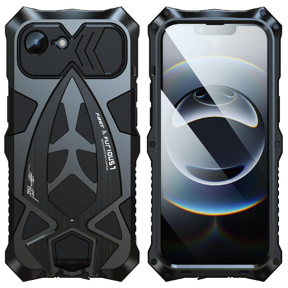 (Black) Military Grade Case For Iphone 16E Built-In Silicone Shockproof Dustproof Kumwum Armor Phone Heavy Duty Hybrid Metal Bumper Drop Protection Co Black 764544143516