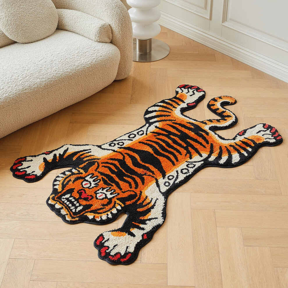 Tibetan Tiger Quilted Long Pile Rugs, Machine Washable Indoor Rugs with TPR Non-Slip Backing for Bedroom, Bathroom, Living Room and Dining Room-image-OPC-PGN8TR7-NEW