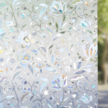 DOWELL Decorative Window Film Privacy Film for Glass Windows, 3D Rainbow Glass Film Static Cling, Opaque Frosted Stickers No Glue Anti UV, for Home,