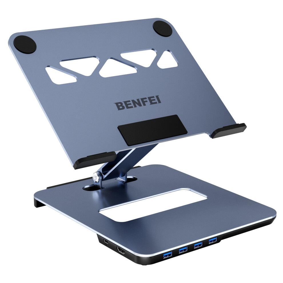 Benfei Laptop Stand With Usb C 6In1 Hub, Hdmi 4K@60Hz, 4*Usb3.0, 100W Pd Compatible With Macbook Pro/Air, Ipad Pro, Xps, Thinkpad 5051219227783