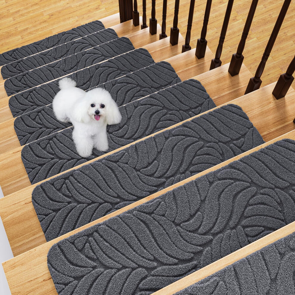 Fixmend Stair Treads Non Slip For Wooden Steps, 20.3 X 76 Cm (15-Pack) Stair Runner Carpet Treads Indoor With Reusable Adhesive, Stairslide Carpets 5051219228667