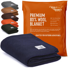 topuhair Woolly Mammoth Woolen Company Explorer Collection Wool Blanket 66" x 90" Navy Blue