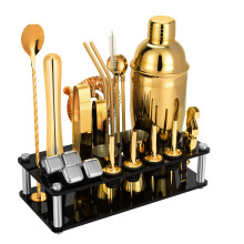 KinGrow 23 Piece Cocktail Shaker Set Bartender Kit with Acrylic Stand & Cocktail Recipes Booklet, Professional Bar Tools for Drink Mixing, Home, Bar,