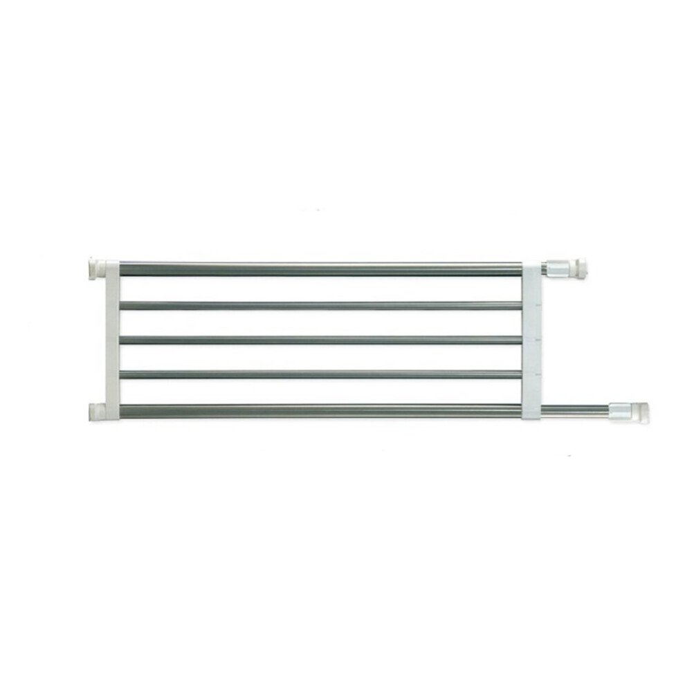 Baoyouni Expandable Wardrobe Shelf Tension Rod Metal Airing Cupboard Shelving Unit Storage Organiser Extendable Closet Clothes Hanger Dividers Ivory