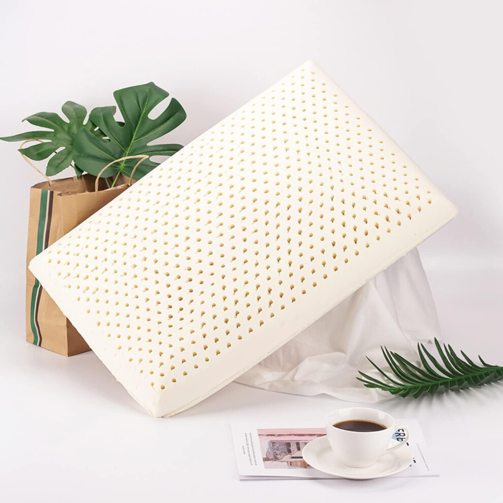 Talatex Dunlop 100% Natural Premium Latex Pillow, Medium Profile Latex Pillow Helps Relieve Pressure, Neck and Shoulder Pain, No Memory Foam