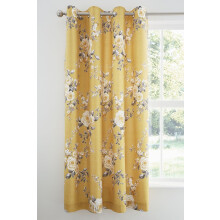 Catherine Lansfield Canterbury Floral 66x72 Inch Lined Eyelet Curtains Two Panels Ochre Yellow