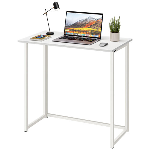 Dripex Dripex Compact Folding Desk No Assembly Required Computer Desk Folding Hobby Craft Table, White