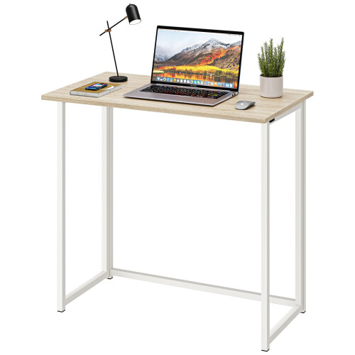 Dripex Dripex Compact Folding Desk No Assembly Required Computer Desk Folding Hobby Craft Table, Oak