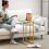 Homcom HOMCOM C-Shaped Side Table, End Table with Tempered Glass Tabletop, Gold 1