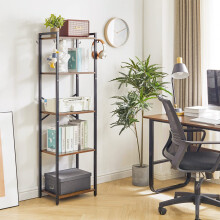YMYNY Bookshelf,5 Tier Storage Rack, Plant Rack, Storage Rack with Steel Frame,for Living Room, Office, Study, Hallway, Industrial Style, Rustic Brown