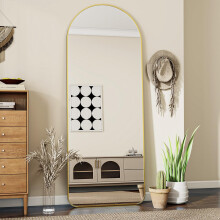 Koonmi 52 x161 cm Arch Mirror Full Length, Standing Full Body Dressing Mirror with Round Corners, Wall Mounted, Leaning, for Living Room, Gold