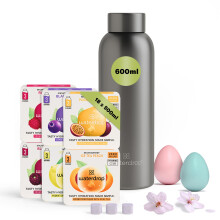 Waterdrop? Easter Gift Box - 600 ml Stainless Steel Bottle + 18 Water Flavouring Hydration Cubes, Vitamin Infused, Sugar Free Microdrink, Perfect