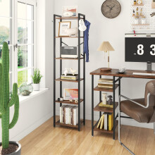 YMYNY Bookshelf, 6 Tier Storage Rack, Plant Rack, Storage Rack with Steel Frame,for Living Room, Office, Study, Hallway, Industrial Style, Rustic