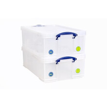 Really Useful Box Plastic Storage 50 Litre Clear (Pack Of 2)