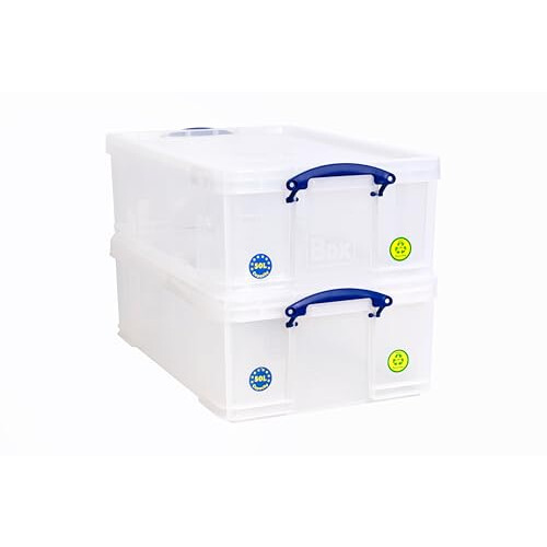 Really Useful Really Useful Box Plastic Storage 50 Litre Clear (Pack Of 2)