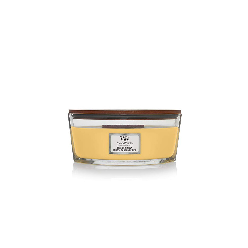 WoodWick Ellipse Scented Candle , Seaside Mimosa , with Crackling Wick , Burn Time: Up to 50 Hours