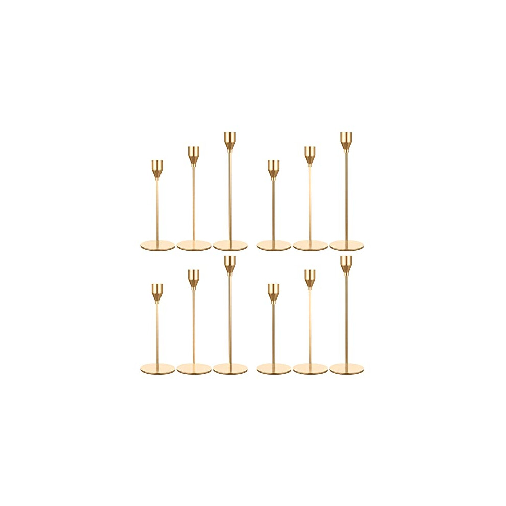 Set of 12 Gold Candle Holders, Metal Candle Holder Tapers Fit 3/4 Inch Pillar Candles, Elegant Decor for Dining, Dating, Party,-image-OPC-PGN8W7R-NEW