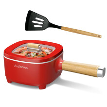 Audecook Electric Hot Pot, Cermic Glaze Non-Stick Frying Pan, Portable Travel Multicooker for Ramen, Steak, Egg, Fried Rice, Oatmeal, Soup, 350W/800W