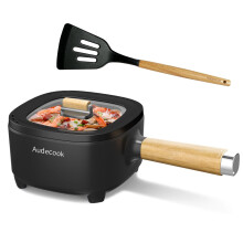 Audecook Electric Hot Pot, Cermic Glaze Non-Stick Frying Pan, Portable Travel Multicooker for Ramen, Steak, Egg, Fried Rice, Oatmeal, Soup, 350W/800W