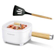 Audecook Electric Hot Pot, Cermic Glaze Non-Stick Frying Pan, Portable Travel Multicooker for Ramen, Steak, Egg, Fried Rice, Oatmeal, Soup, 350W/800W