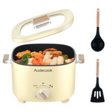 Audecook Electric Hot Pot, Cermic Glaze Non-Stick Frying Pan, Portable Travel Multicooker for Ramen, Steak, Egg, Fried Rice, Oatmeal, Soup, 350W/800W