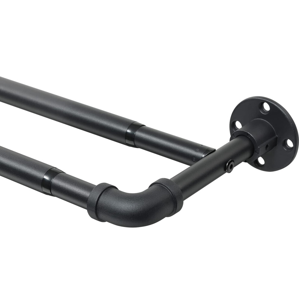 Harrms Industrial Double Curtain Pole, Curtain Poles for Eyelet Curtains, Matt Black, 74-346cm, Extendable Metal Curtain Rod Blackout Room Darkening-image-OPC-PGN8WC8-NEW