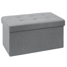 BRIAN & DANY Folding Linen Storage Boxes Footstool Ottoman, Foot Rest Stool, Foldable Seat Bench Footrest - Gray, 76 x 38 x 38 cm