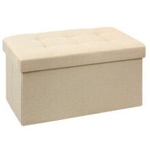 BRIAN & DANY Folding Linen Storage Boxes Footstool Ottoman, Foot Rest Stool, Foldable Seat Bench Footrest - Beige, 76 x 38 x 38 cm
