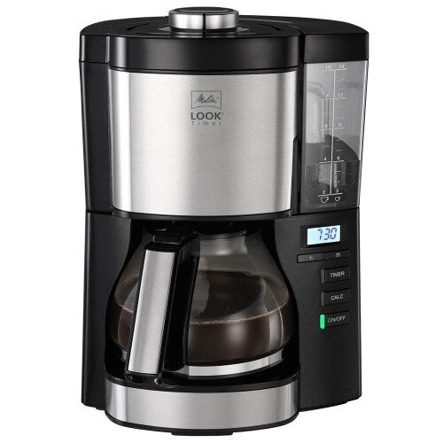 Melitta Melitta Filter Coffee Machine, Look V Timer Model, Model Number 1025-08, Stainless Steel, Black