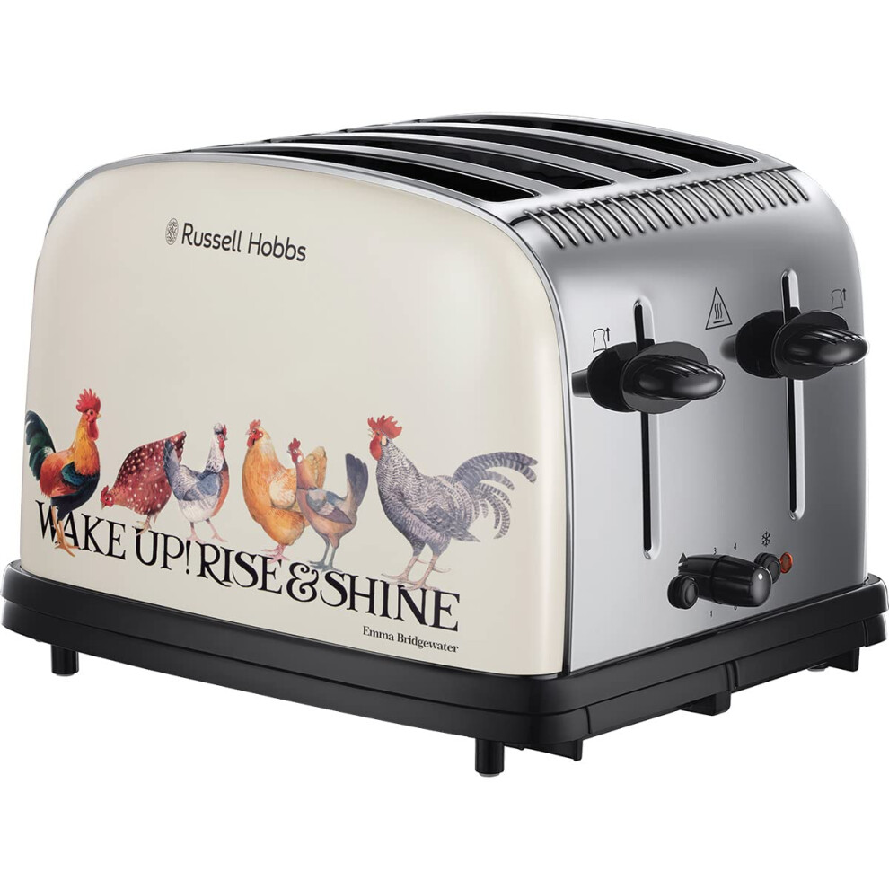 Russell Hobbs Emma Bridgewater Rise & Shine 4 Slice Toaster - (Independent & Wide Slots, 7 Browning settings, Frozen/Cancel/Reheat with Illuminated