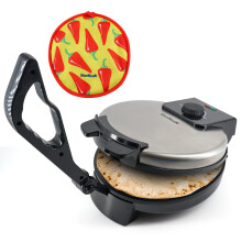 StarBlue 25.4cm Roti Maker Machine with Free Roti Heater and Removable Handle - Indian Chapati, Tortilla, Roti AC220-240V 50/60Hz 1200W, UK Plug