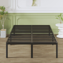 Lutown-Teen High Double Bed Frame 4ft6 with Rounded Corner Legs, Heavy Duty Metal Bed Frame Small Double with Steel Slats Support, Double Bed 46 cm