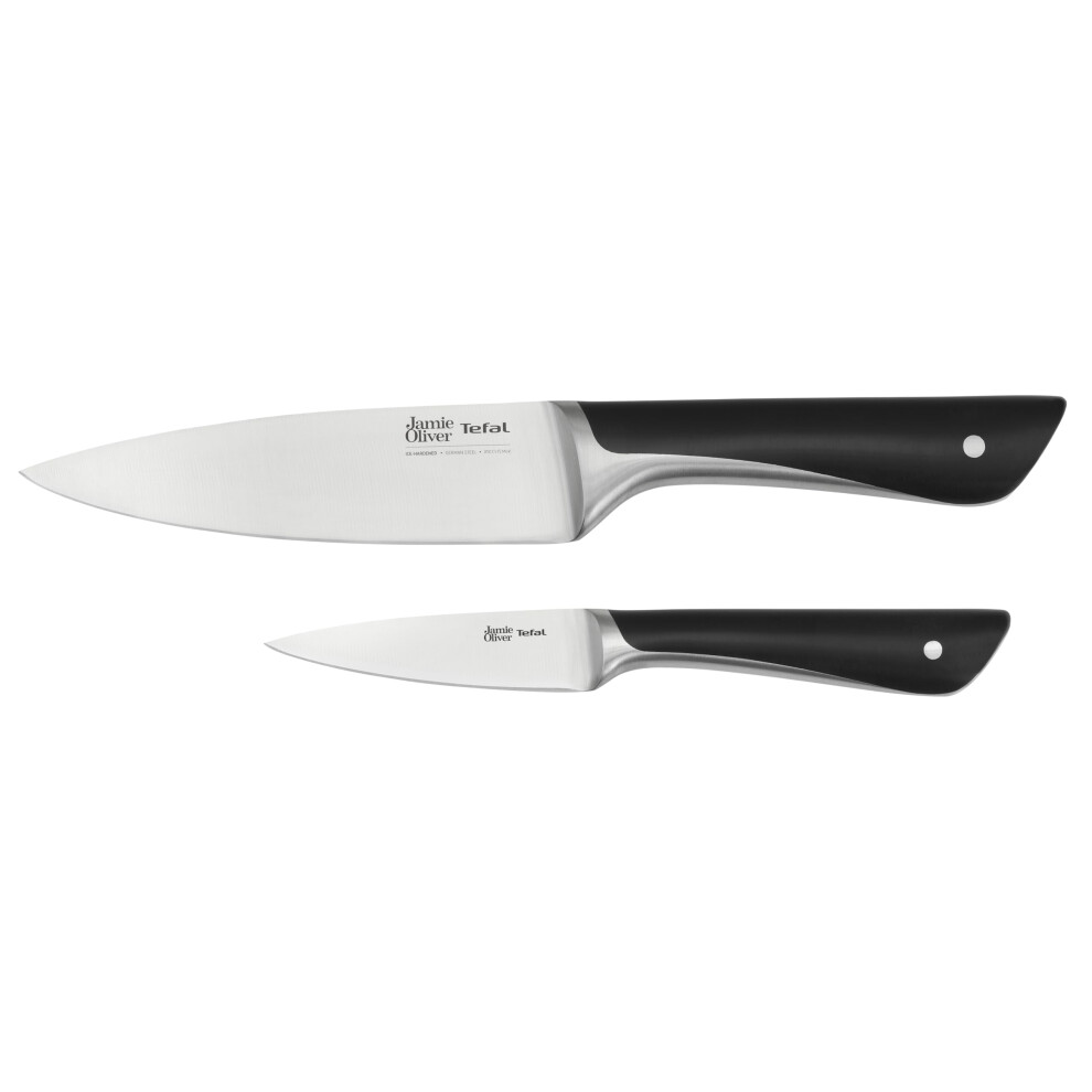 Tefal Jamie Oliver Kitchen Knives Set, 2 Pieces: Chef Knife, Paring Knife, German Stainless Steel, Durable Sharp Blades, Comfortable Handles, for