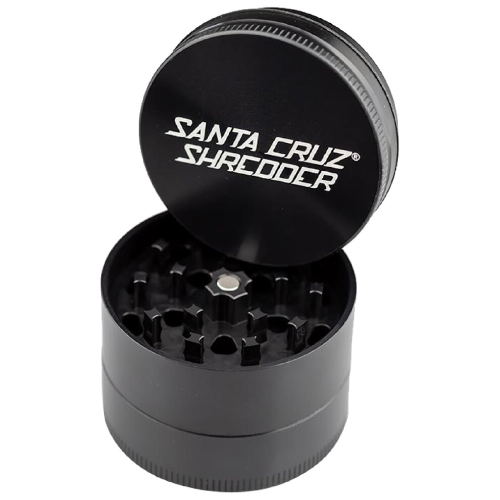 Santa Cruz Shredder Black Herb Grinder 3 Piece Medium 2 1/8" Superior Grip And Aluminium (Black)