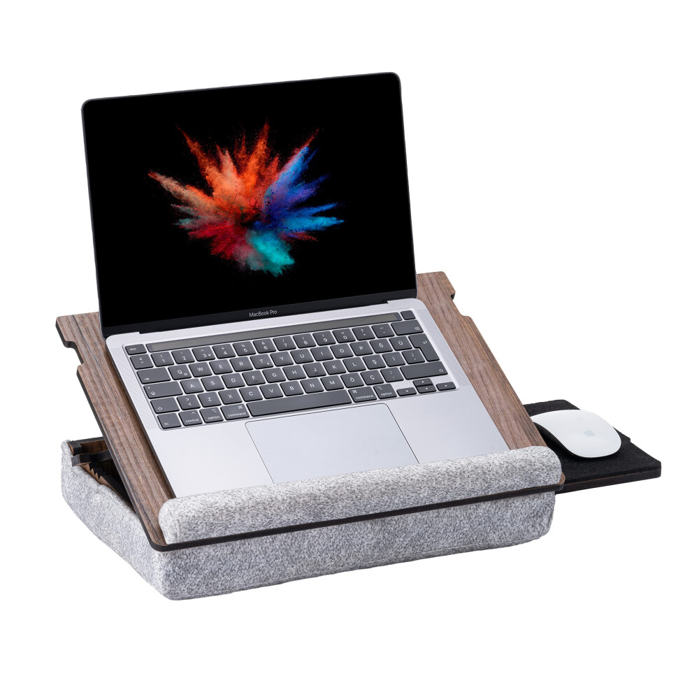 Vigo Wood Laptop Tray - Ergonomic Design With Cushioned Bottom And Mousepad Drawer - Adjustable Height For Comfortable Work Anywhere - Ideal For Home 5051219241895