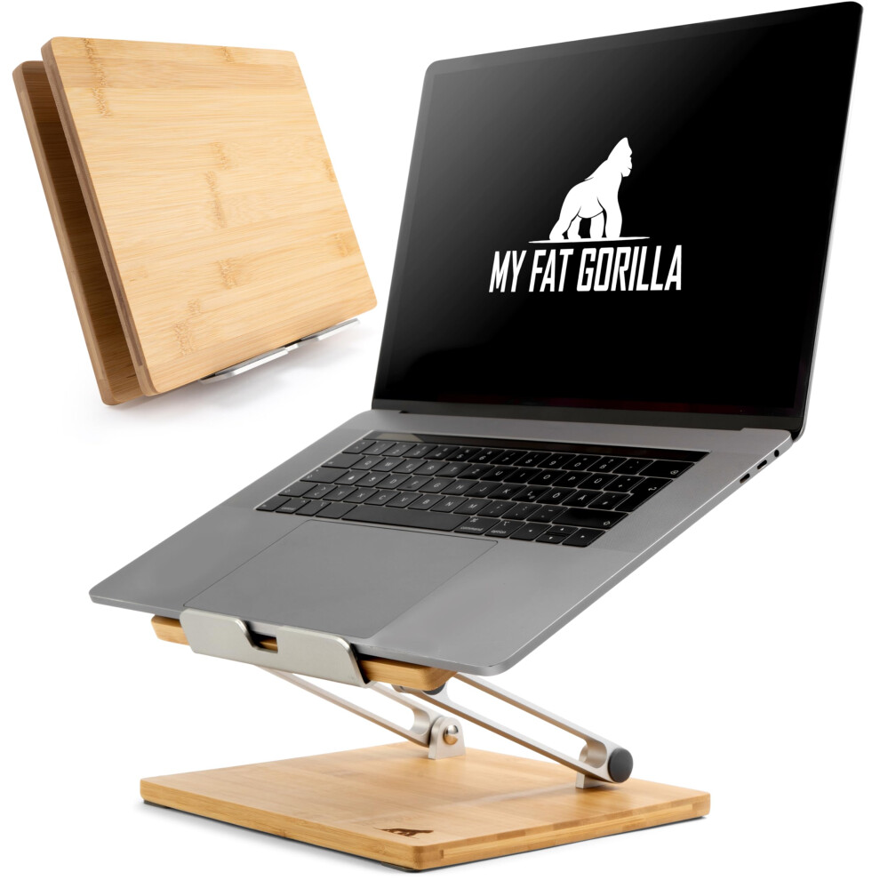 My Fat Gorilla Bamboo Laptop Stand - Laptop Riser - Laptop Stand For Desk - Laptop Riser For Desk - Laptop Accessories - Desk Accessories - Office 5051219242434