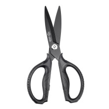 MITSUMOTO SAKARI Japanese Kitchen Scissors All Purpose, Black Titanium Plated Heavy Duty Kitchen Scissors, Multipurpose Cooking and Herb Scissors,