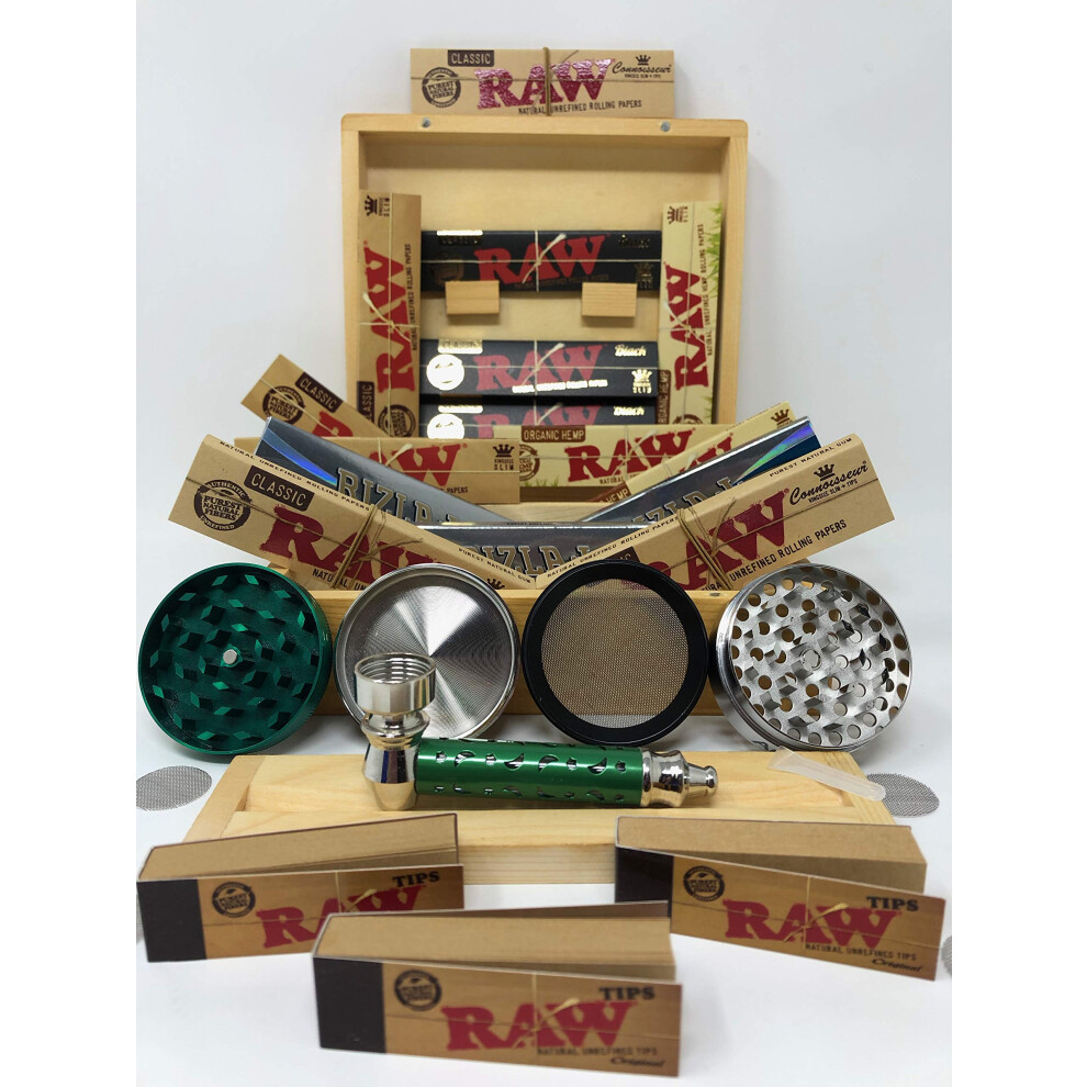 Sutus Black Raw Rizla Connoisseur Natura Classic Organic Combi Roach Filter Tips Rolling Box And Paper Gift Set For Fathers Day Christmas Birthdays (Raw 3)