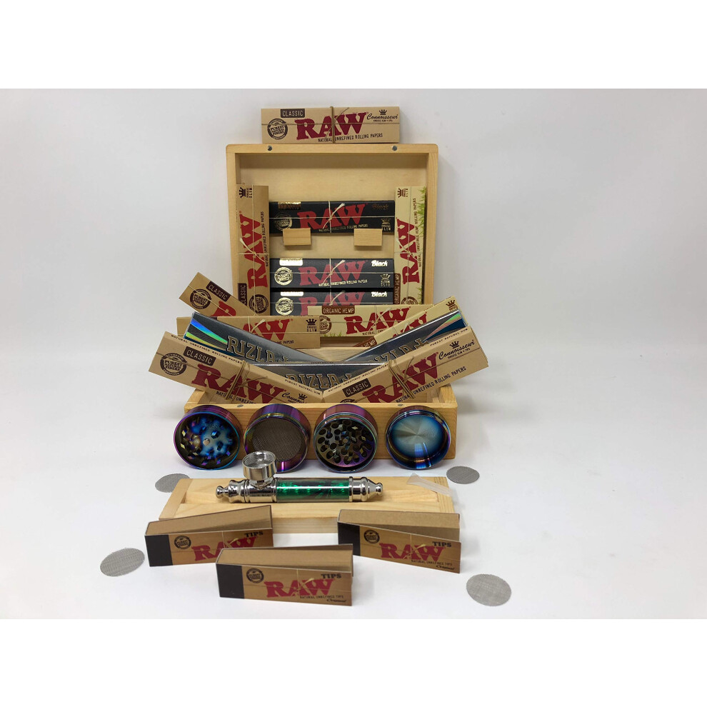 Sutus Black Raw Rizla Connoisseur Natura Classic Organic Combi Roach Filter Tips Rolling Box And Paper Gift Set For Fathers Day Christmas Birthdays (Raw 1)