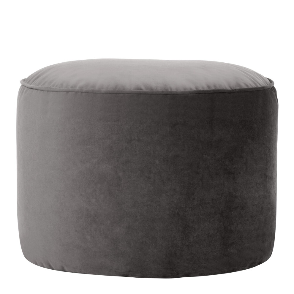 icon Milano Velvet Bean Bag Pouffe, Charcoal Grey, Large Pouffe Footstool with Filling Included, Footrest, Bedroom, Living Room, Living Room Furniture-image-OPC-PGN8X7N-NEW