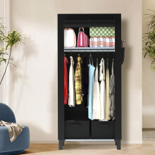 LOEFME Canvas Wardrobe 161 * 59 * 45cm, Wardrobes for Bedroom, New Base Fabric Wardrobes with 2 Storage Boxes and Side Pockets, 16*0.22mm Tubes