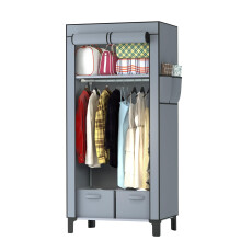 LOEFME Canvas Wardrobe 161 * 59 * 45cm, Wardrobes for Bedroom, New Base Design Fabric Wardrobes with 2 Storage Boxes and Side Pockets, Portable