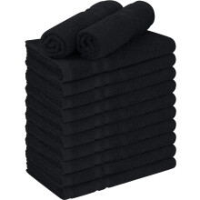 Utopia Towels Cotton Bleach Proof Salon Towels (16x27 inches) - Bleach Safe Gym Hand Towel (12 Pack, Black)