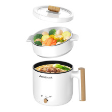 Audecook Electric Hot Pot with Steamer, 1.8L Portable Mini Travel Cooker, Multifunctional Non-Stick Electric Skillet for Stir Fry/Stew/Steam, Perfect