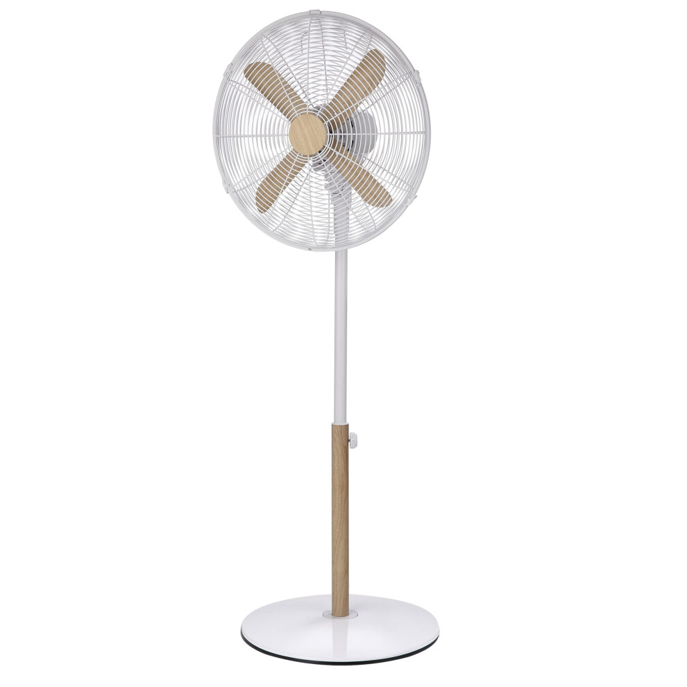 Russell Hobbs RHMPF1601WDW 16" Scandi Electric Pedestal Fan, Tall Standing Fan, 1m to 1.25m Height, 3 Speed Settings, Oscillating Fan & Adjustable