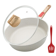 Bobikuke 28cm Nonstick Deep Frying Pan with Lid, Skillet Pan for Cooking Saute Pan with Removable Handle, Dishwasher Safe, Oven Safe, Compatible with