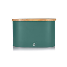 Swan SWKA17512GREN Nordic Scandi Bread Bin with Bamboo Cutting Board Lid, Pine Green, Steel, 1 Size