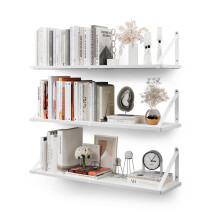 CASSA Wall Mounted Floating Book Shelves for Wall Set of 3, 80cm x 20cm Shelf Bookshelf for Bedroom Living Room Office Bathroom Kitchen Rustic Wood